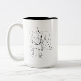 Fransk Bulldog Mug – Handritad Hundillustration Två-Tonad Mugg