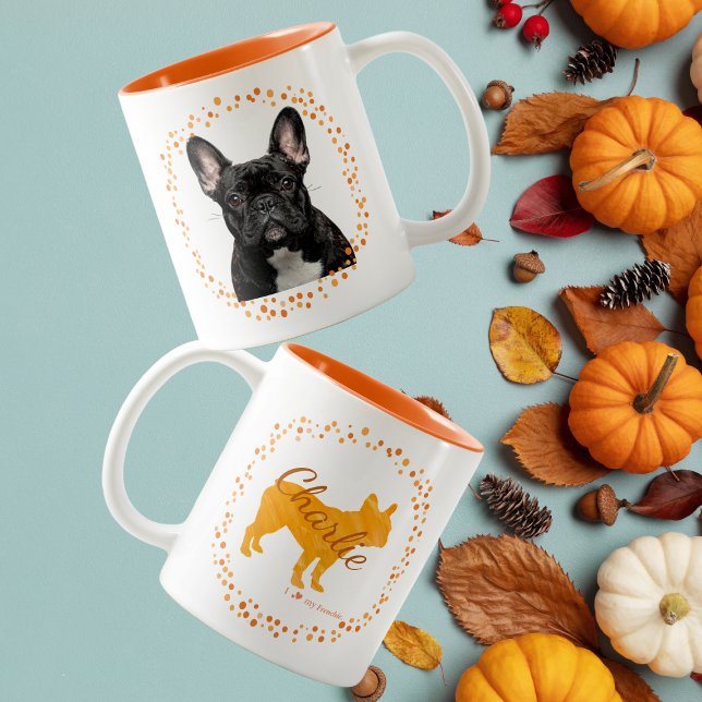 Fransk Bulldog Mugg Personlig Pastel Orange Gift (Skapare uppladdad)