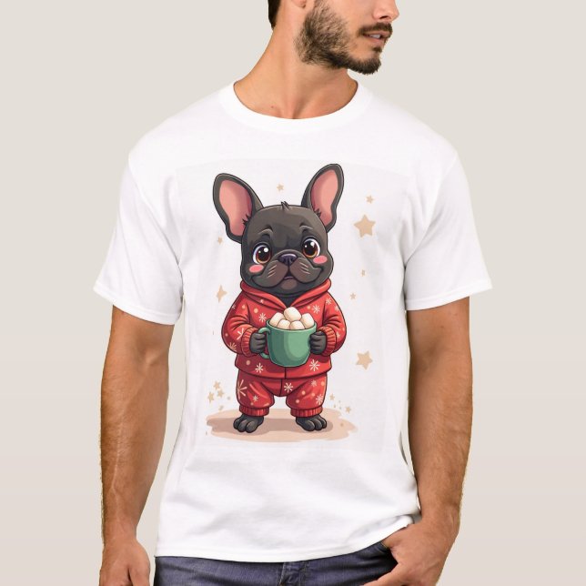 Fransk Bulldog Mysig Kakao T Shirt (Framsida)
