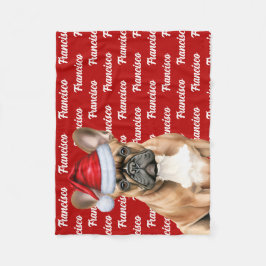 Fransk Bulldog Namn Jul Holiday Fleecefilt