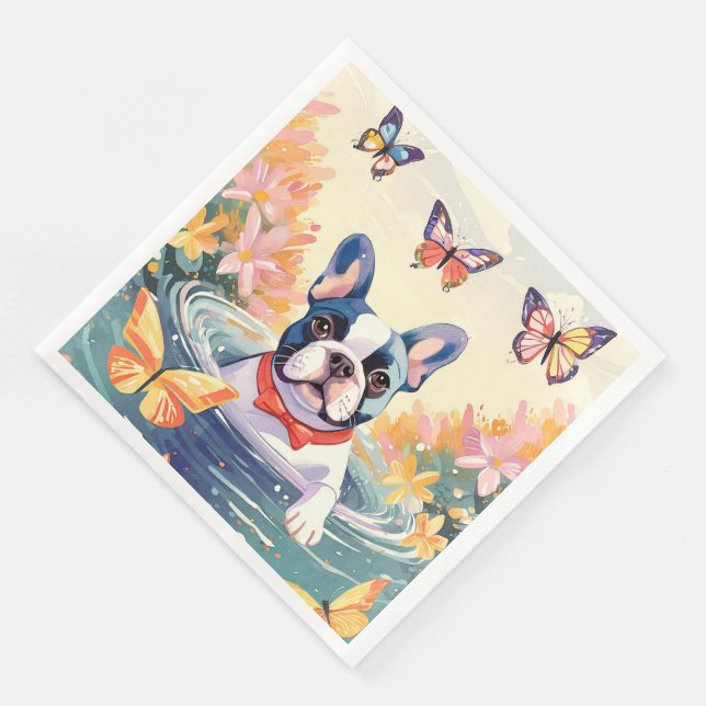 Fransk Bulldog Napkins Pappersservett (Hörn)