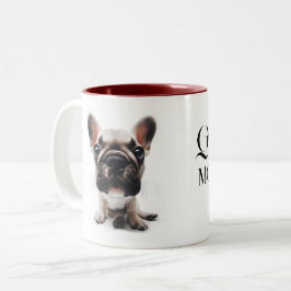 Fransk bulldog nära Mugg med dig namn