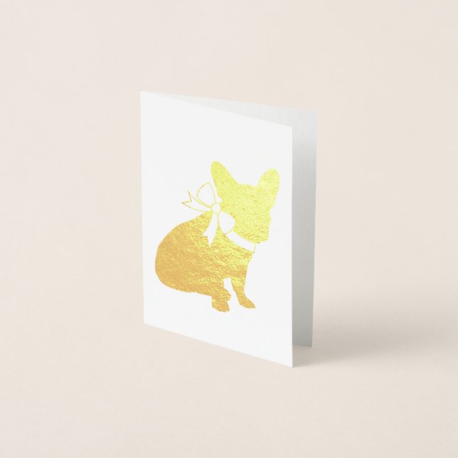 Fransk Bulldog Note Cards med guldfolieblanksteg Folierat Kort (Framsida)