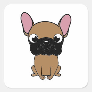 fransk bulldog ny tecknad kawaii fawn fyrkantigt klistermärke