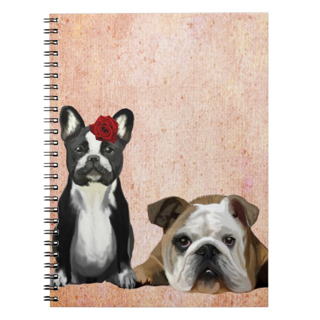 Fransk Bulldog och English Bulldog Anteckningsbok (Framsidan)