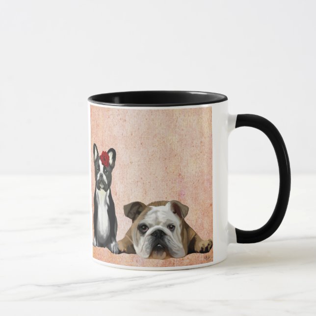 Fransk Bulldog och English Bulldog Mugg (Höger)