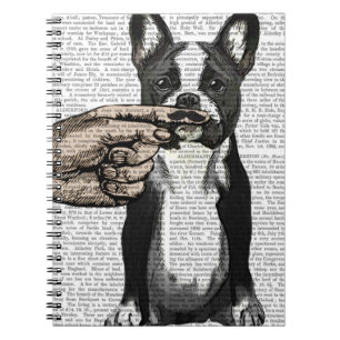 Fransk Bulldog och Finger Mustache Anteckningsbok Med Spiral