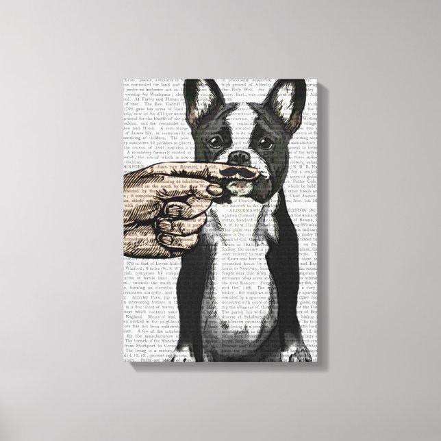 Fransk Bulldog och Finger Mustache Canvastryck (Framsida)