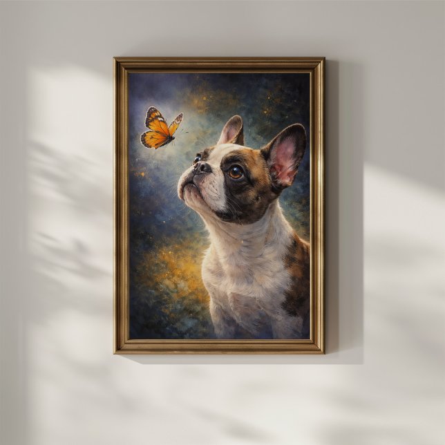 Fransk Bulldog och Fjäril Poster (Skapare uppladdad)