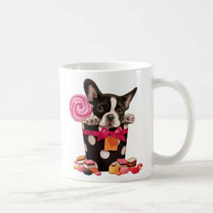 Fransk bulldog och godis kaffemugg