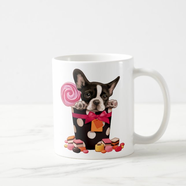 Fransk bulldog och godis kaffemugg (Höger)