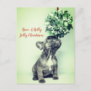 Fransk Bulldog och imitoe Festive God jul Helg Vykort