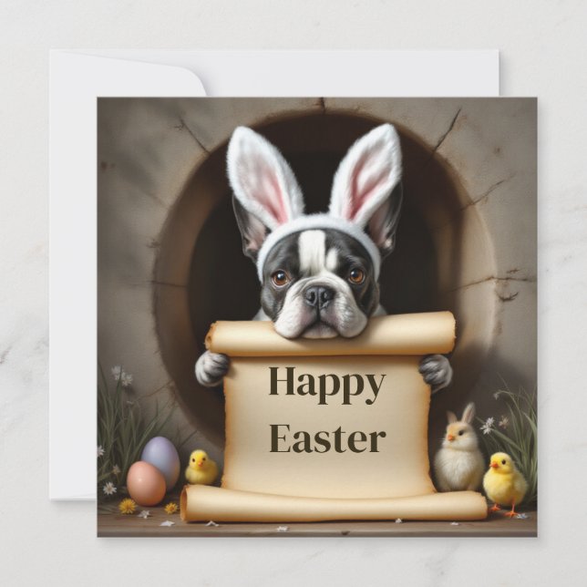 Fransk Bulldog och meddelandet Julkort (Framsida)