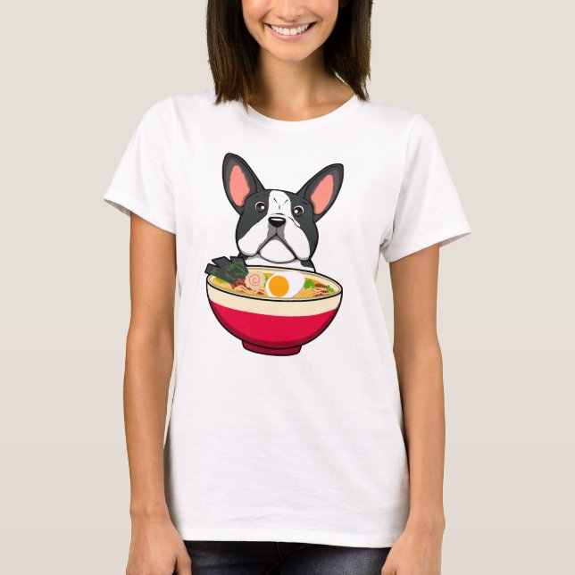 Fransk Bulldog och Ramen T Shirt (Framsida)