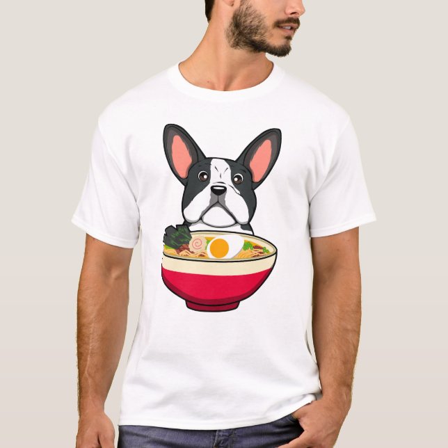 Fransk Bulldog och Ramen T Shirt (Framsida)