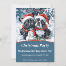 Fransk Bulldog och Snögubbe jul Party