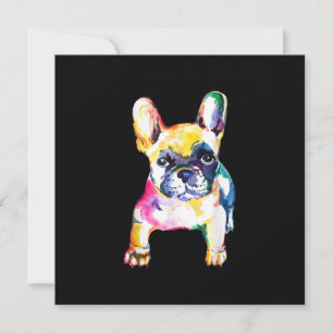 Fransk Bulldog Original Akvarell Teckning Gåva Julkort
