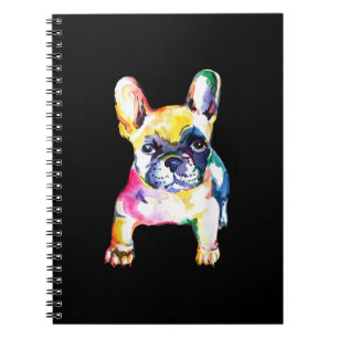 Fransk Bulldog Original Watercolor Teckning Gift Anteckningsbok