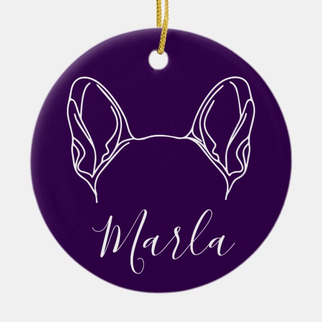 Fransk Bulldog-ornament (Tavlor) Julgransprydnad Keramik (Framsidan)