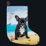 Fransk Bulldog på Beach Dekorativ kudde Liten Julstrumpa<br><div class="desc">Cute hund på stranden är en perfekt presentidé för någon som kärlek i hund aveln.</div>