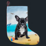 Fransk Bulldog på Beach Dekorativ kudde Liten Julstrumpa<br><div class="desc">Cute hund på stranden är en perfekt presentidé för någon som kärlek i hund aveln.</div>