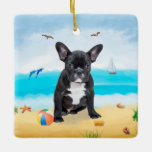 Fransk Bulldog på Beach Julgransprydnad Keramik<br><div class="desc">Cute hund på stranden är en perfekt presentidé för någon som kärlek i hund aveln.</div>