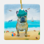Fransk Bulldog på Beach Julgransprydnad Keramik<br><div class="desc">Cute hund på stranden är en perfekt presentidé för någon som kärlek i hund aveln.</div>