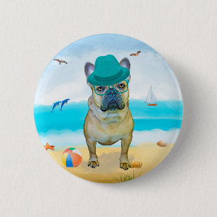 Fransk Bulldog på Beach Knapp