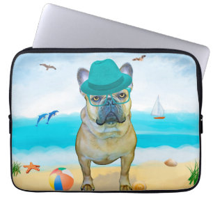 Fransk Bulldog på Beach Laptop Fodral