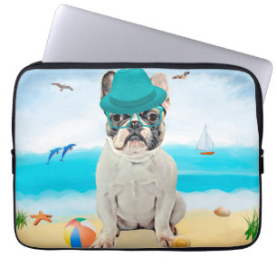 Fransk Bulldog på Beach Laptop Fodral
