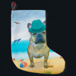 Fransk Bulldog på Beach Liten Julstrumpa<br><div class="desc">Cute hund på stranden är en perfekt presentidé för någon som kärlek i hund aveln.</div>