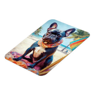 Fransk Bulldog på Beach, sommargåva till hund älsk Magnet