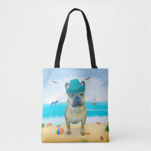 Fransk Bulldog på Beach Tygkasse