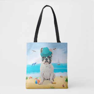 Fransk Bulldog på Beach Tygkasse
