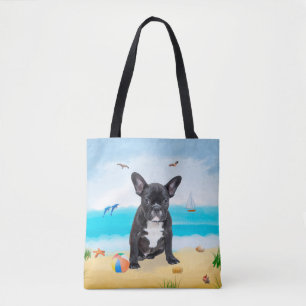 Fransk Bulldog på Beach Tygkasse