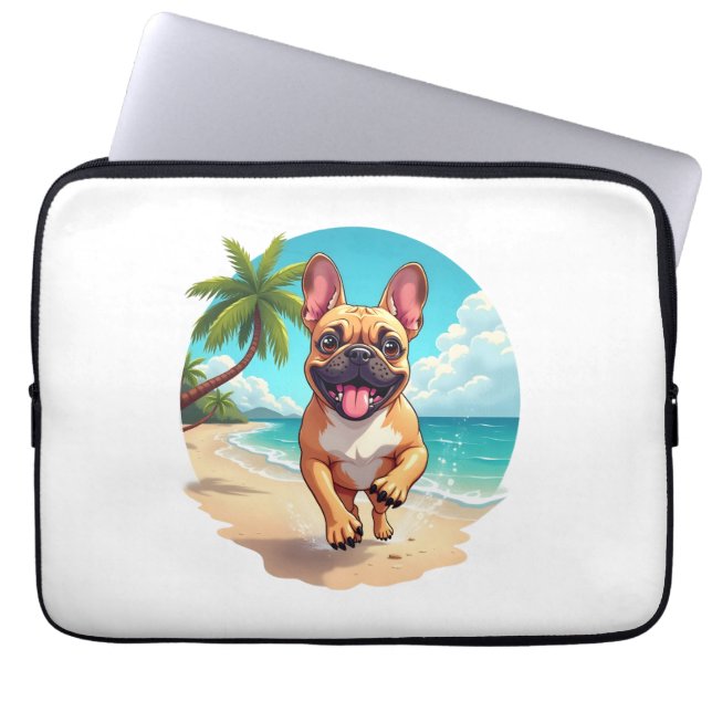 Fransk Bulldog på en Beach Laptop Fodral (Framsidan)