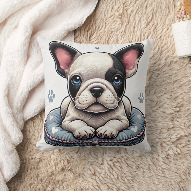 Fransk Bulldog på en hjärtstillestånd Kudde (Filt)