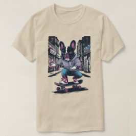 Fransk Bulldog på ett skateboard T Shirt