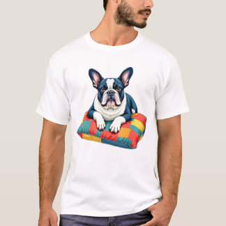 Fransk Bulldog på färgkudde T-Shirt -