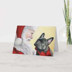 "Fransk Bulldog på jultomtens lap" julkort Helgkort