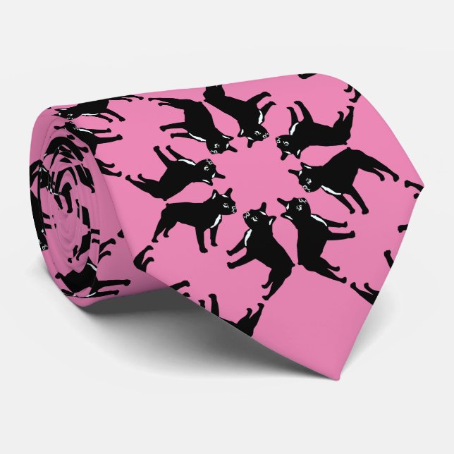 Fransk Bulldog på rosa Slips (Rullad)