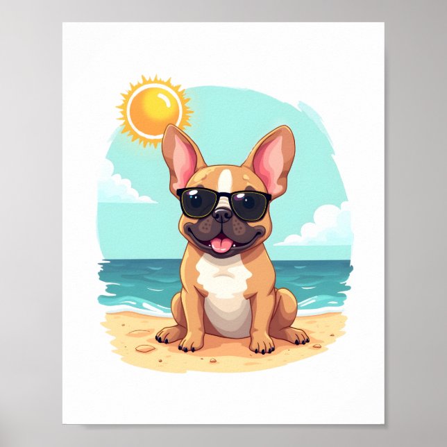 Fransk Bulldog på Semester Poster (Framsidan)