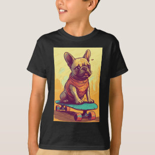 Fransk Bulldog på Skateboard T Shirt