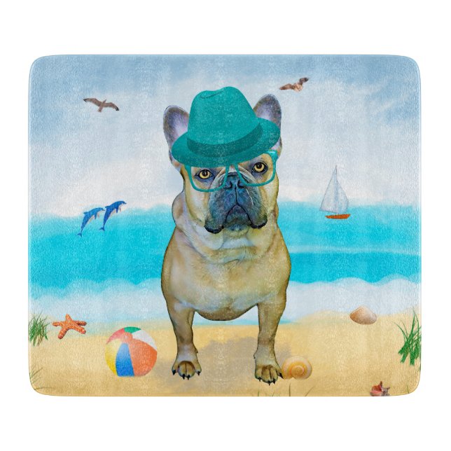 Fransk Bulldog på Strand (Framsidan)