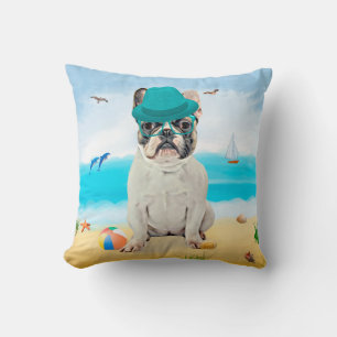 Fransk Bulldog på Strand Kudde