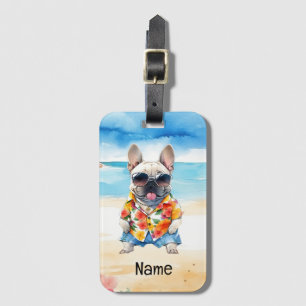 Fransk Bulldog på stranden Bagagebricka