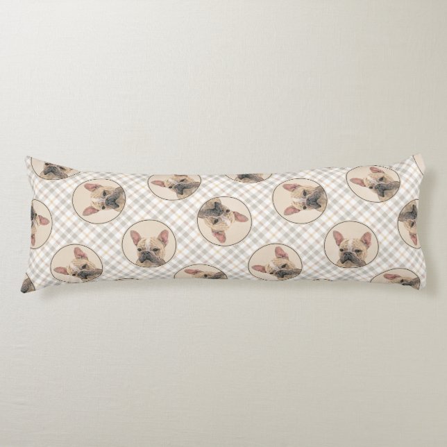 Fransk Bulldog Painting Fawn Cute Original Hund Ar Kroppskudde (Framsidan)