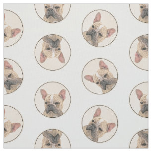 Fransk Bulldog Painting Fawn Cute Original Hund Ar Tyg