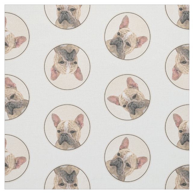 Fransk Bulldog Painting Fawn Cute Original Hund Ar Tyg (Provkarta)