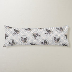 Fransk Bulldog Painting White Black Pied Hund Art Kroppskudde